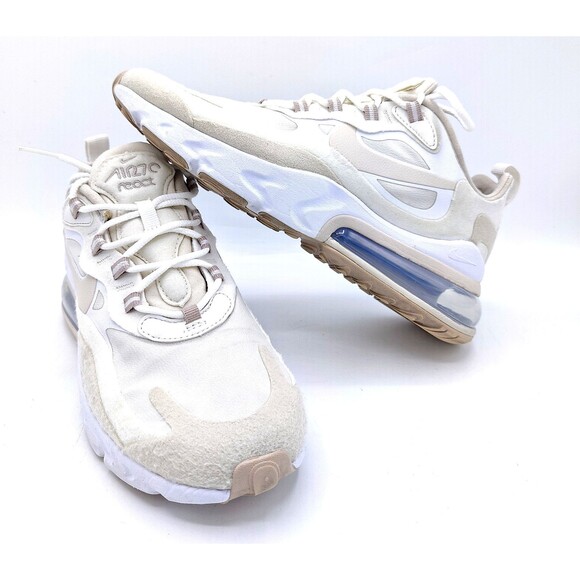 Nike Women Air Max 270 React Summit White Orewood Brown Shoe Size 7 CJ0619-102 - Picture 1 of 7